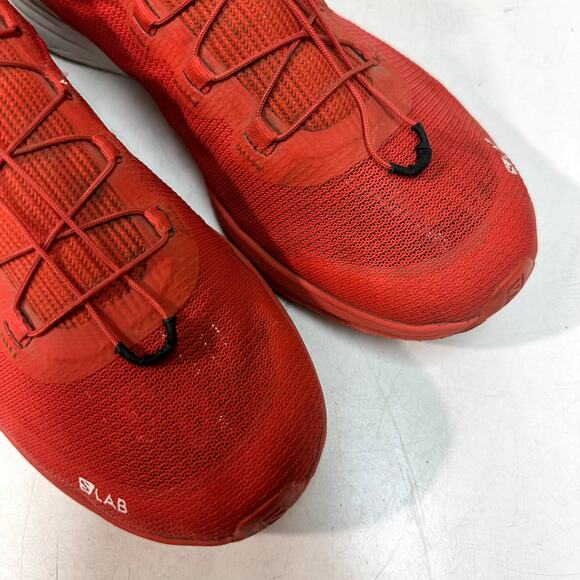 GOOD Salomon S/LAB ULTRA 3 Trail Running Shoe Red / White Unisex W 11 / M 10 - Picture 7 of 12